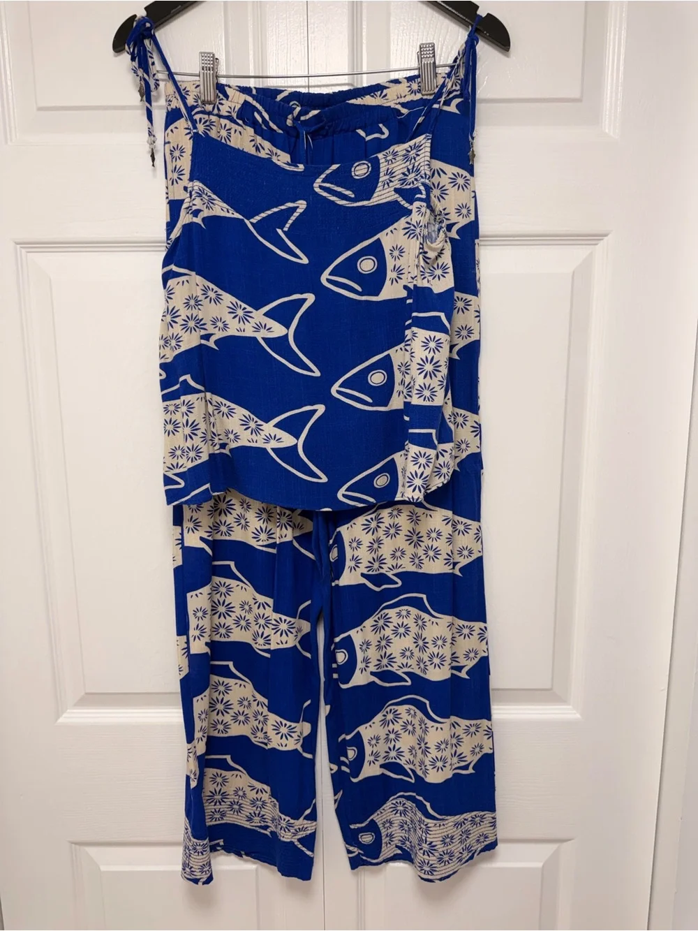 Rose + Olive Resort Blue Fish Print 2 Piece Set Size S